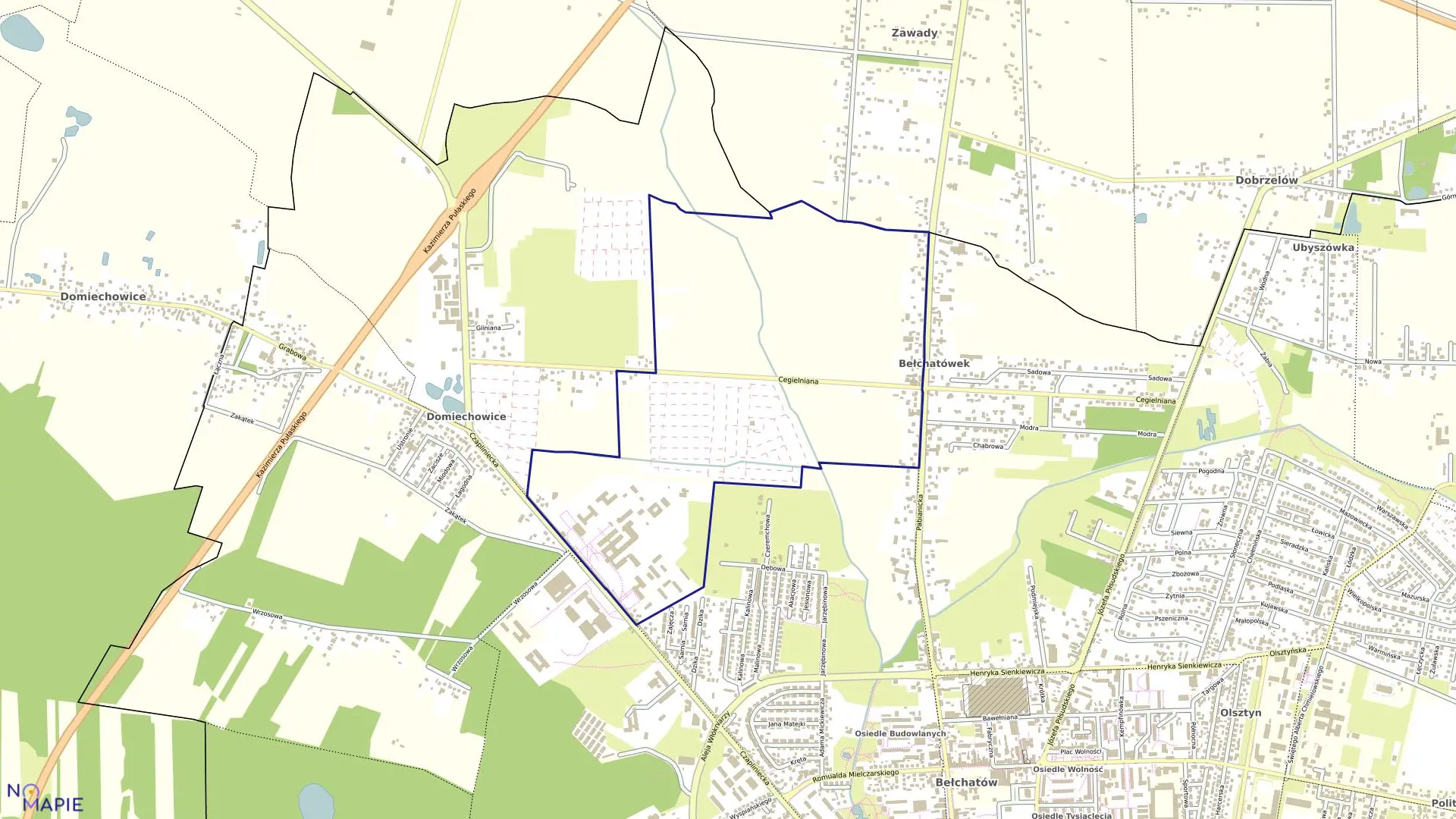 Mapa obrębu 03 w mieście Bełchatów