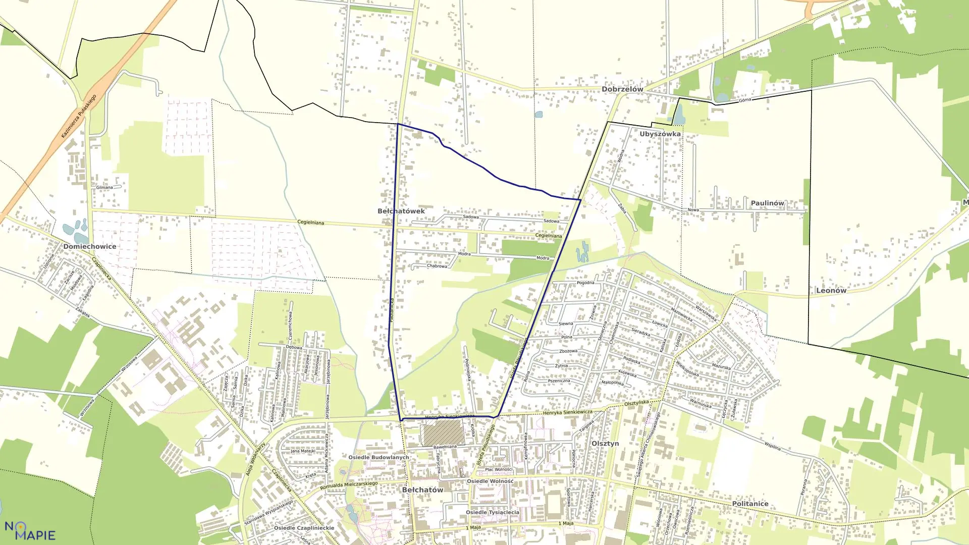 Mapa obrębu 04 w mieście Bełchatów