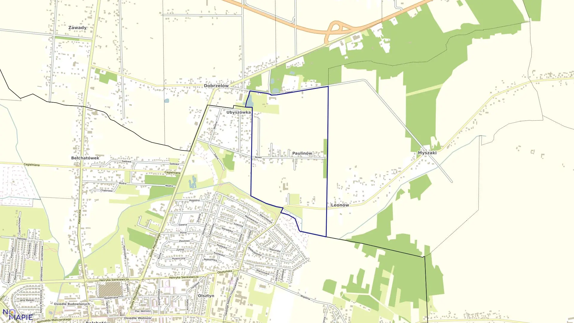 Mapa obrębu 06 w mieście Bełchatów