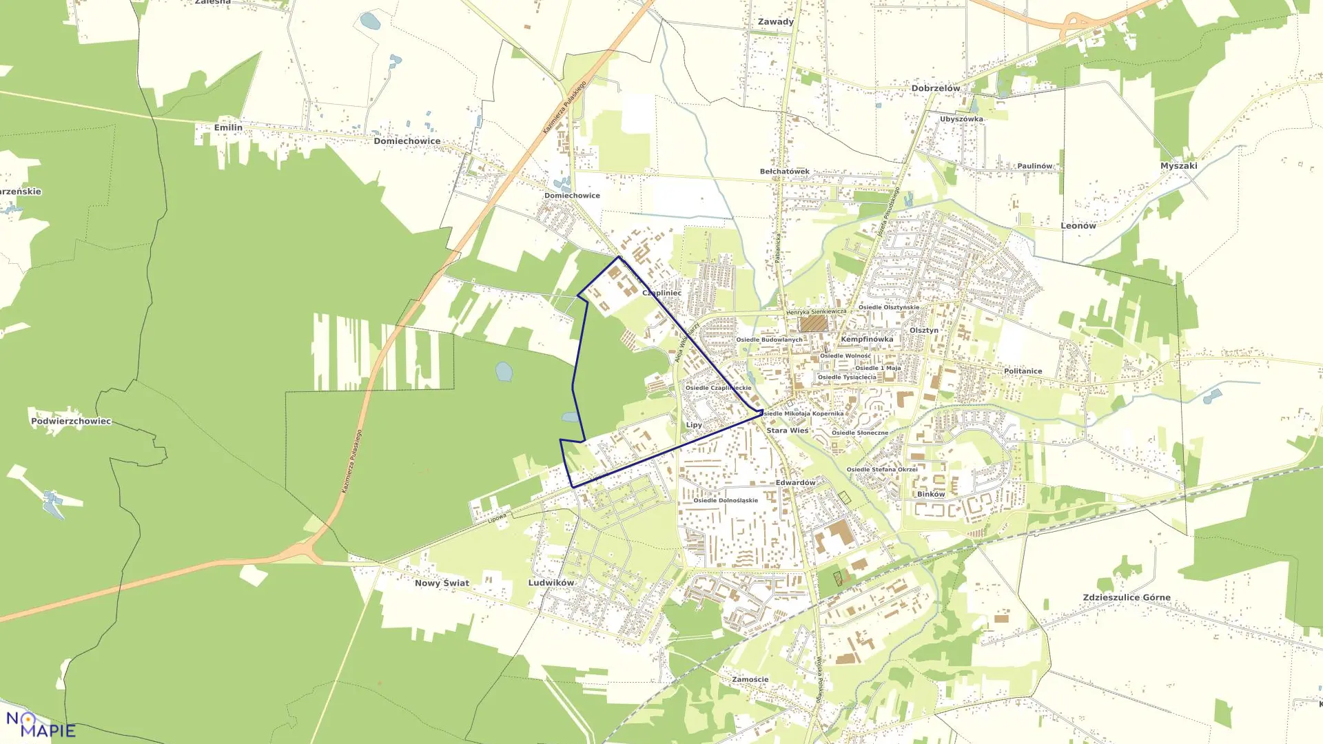 Mapa obrębu 08 w mieście Bełchatów