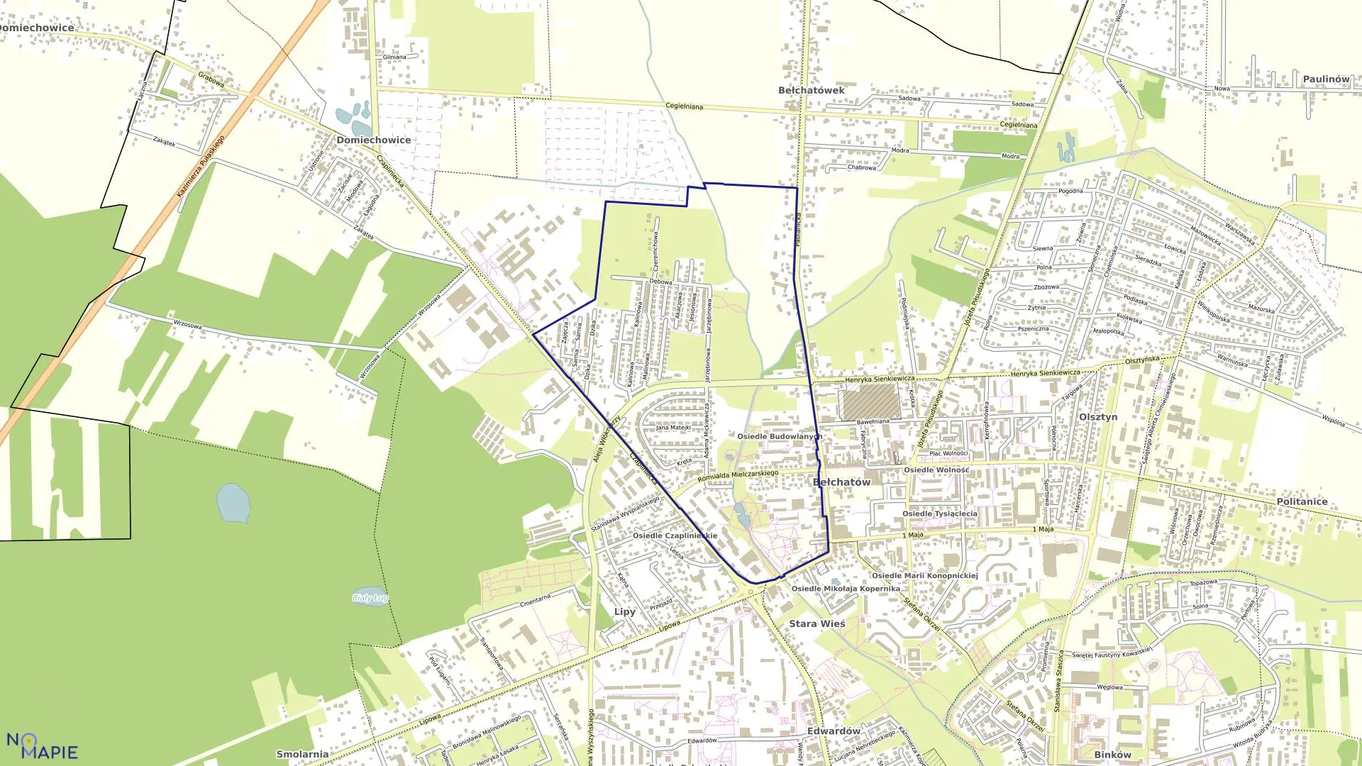 Mapa obrębu 09 w mieście Bełchatów