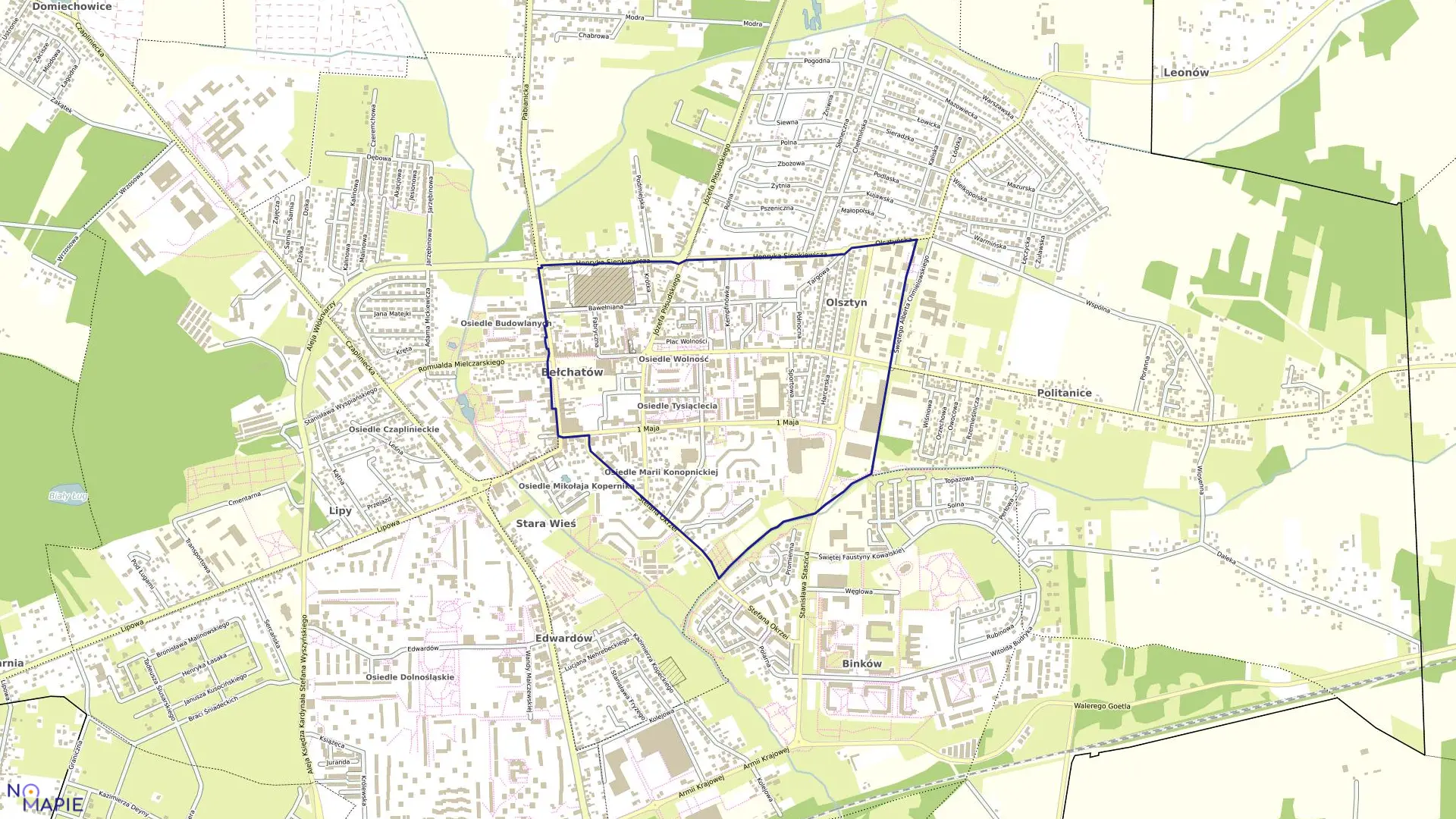 Mapa obrębu 10 w mieście Bełchatów