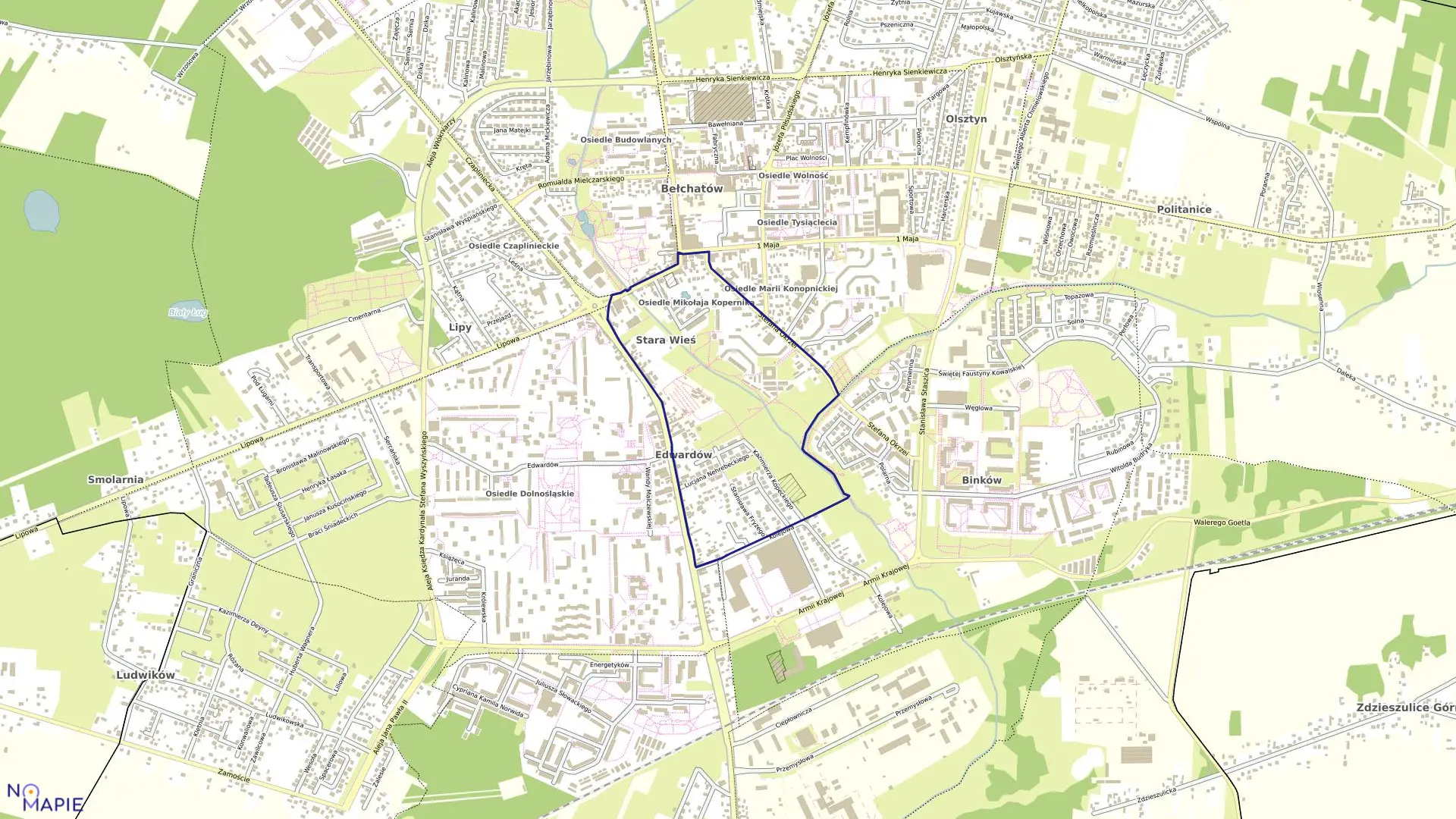 Mapa obrębu 13 w mieście Bełchatów