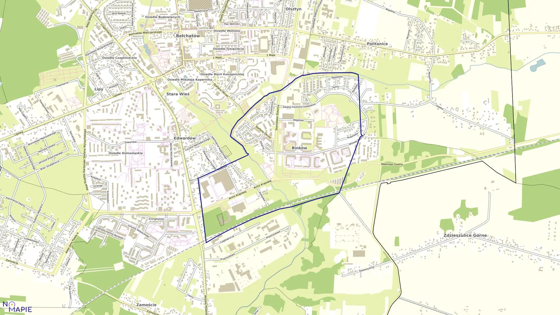 Mapa obrębu 14 w mieście Bełchatów