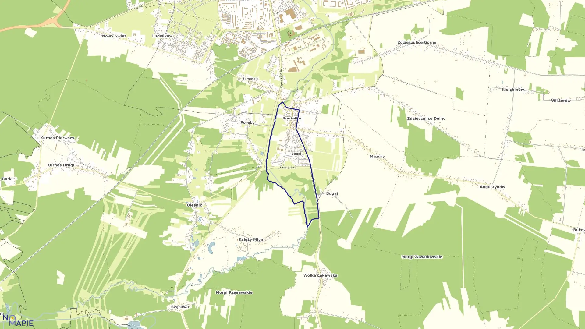 Mapa obrębu 19 w mieście Bełchatów